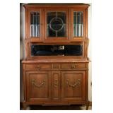 FRENCH OAK MARBLE TOP VITRINE BUFFET