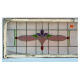 FRENCH ART NOUVEAU STAINED GLASS PANEL