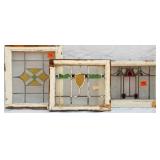 THREE FRENCH STAINED GLASS PANELS