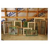 12+ ANTIQUE STAINED GLASS PANELS (DAMAGED)