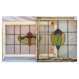 TWO FRENCH STAINED GLASS PANELS