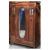 FRENCH OAK MIRRORED ARMOIRE