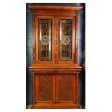 FRENCH RENAISSANCE REVIVAL STAINED GLASS BUFFET