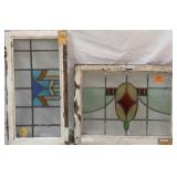 PAIR OF ANTIQUE ENGLISH STAINED GLASS PANELS