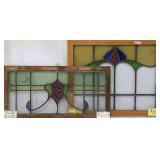 TWO ENGLISH STAINED GLASS PANELS