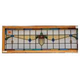 FRENCH ART NOUVEAU STAINED GLASS PANEL