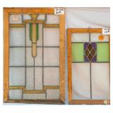 TWO ENGLISH ART DECO STAINED GLASS PANELS