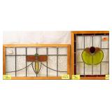 TWO CONTINENTAL STAINED GLASS PANELS