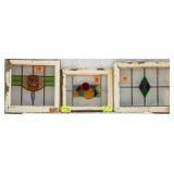 THREE FRENCH STAINED GLASS PANELS