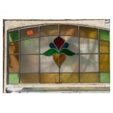 ANTIQUE CONTINENTAL STAINED GLASS PANEL