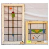 TWO CONTINENTAL STAINED GLASS PANELS