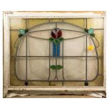 FRENCH ART NOUVEAU STAINED GLASS PANEL