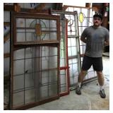 4 MONUMENTAL ANTIQUE STAINED GLASS PANELS (DAMAGED