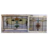 TWO CONTINENTAL STAINED GLASS PANELS