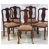 SET OF 5 FRENCH OAK DINING CHAIRS