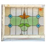 FRENCH ART NOUVEAU JEWELED STAINED GLASS PANEL