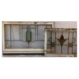TWO CONTINENTAL STAINED GLASS PANELS