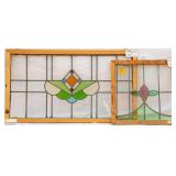 TWO FRENCH STAINED GLASS PANELS