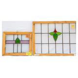 TWO FRENCH STAINED GLASS PANELS