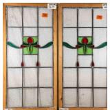 PAIR OF FRENCH ART NOUVEAU STAINED GLASS PANELS