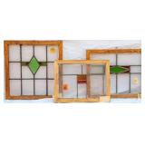 THREE FRENCH ART DECO STAINED GLASS PANELS