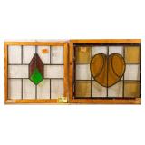 TWO CONTINENTAL  STAINED GLASS PANELS