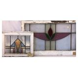 TWO CONTINENTAL STAINED GLASS PANELS