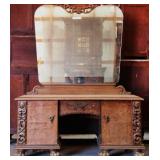 CONTINENTAL BURL WALNUT VANITY DESK
