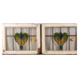 PAIR OF FRENCH ART NOUVEAU STAINED GLASS PANELS