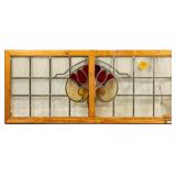 FRENCH ART NOUVEAU STAINED GLASS DOUBLE PANEL