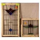 TWO ANTIQUE IRISH STAINED GLASS PANELS
