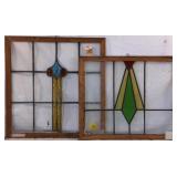 TWO CONTINENTAL STAINED GLASS PANELS