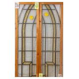 PAIR OF IRISH STAINED GLASS PANELS