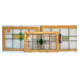 THREE FRENCH STAINED GLASS PANELS