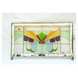 FRENCH ART NOUVEAU STAINED GLASS PANEL