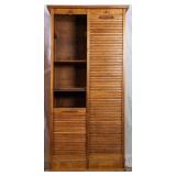 ENGLISH OAK TAMBOURED SLIDING DOOR  WARDROBE