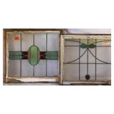TWO CONTINENTAL STAINED GLASS PANELS