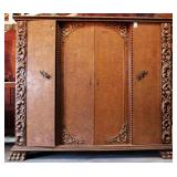 MONUMENTAL CONTINENTAL BURL WALNUT ARMOIRE