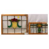 TWO FRENCH STAINED GLASS PANELS