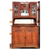 FRENCH ART NOUVEAU OAK VITRINE CABINET