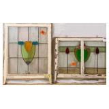 TWO CONTINENTAL STAINED GLASS PANELS