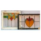 TWO FRENCH ART NOUVEAU STAINED GLASS PANELS