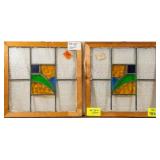 PAIR OF ENGLISH ART DECO STAINED GLASS PANELS