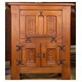 MISSION STYLE OAK FIGURAL HIGHBOARD
