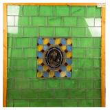 FRENCH REVERSE-PAINTED STAINED GLASS PANEL