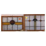 TWO CONTINENTAL STAINED GLASS PANELS