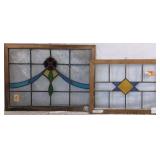 TWO CONTINENTAL STAINED GLASS PANELS