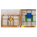 TWO ENGLISH ART DECO STAINED GLASS PANELS