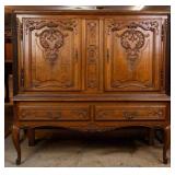 FRENCH CARVED OAK CABINET