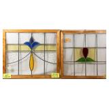 TWO CONTINENTAL STAINED GLASS PANELS